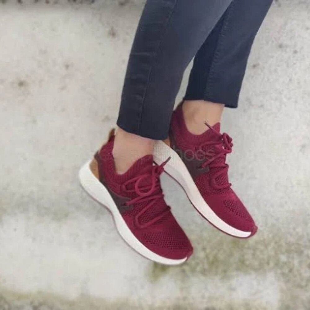 Timberland Sneakers Women's 8 Wine Red Flyroam Go Knit Tennis Shoes